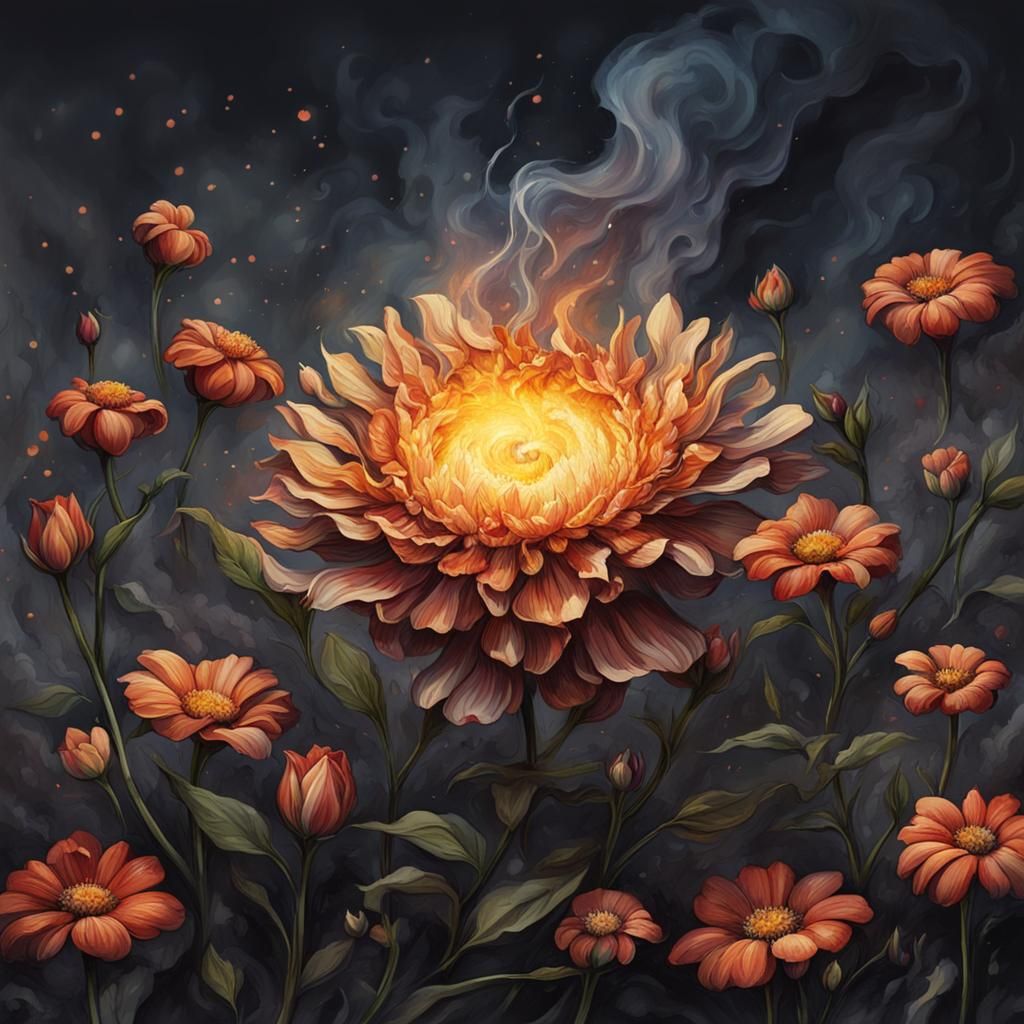 Flower Arising from Ashes: Rebirth Concept
