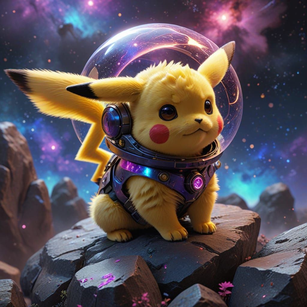 Sleek Pikachu in Cosmic Space Helmet