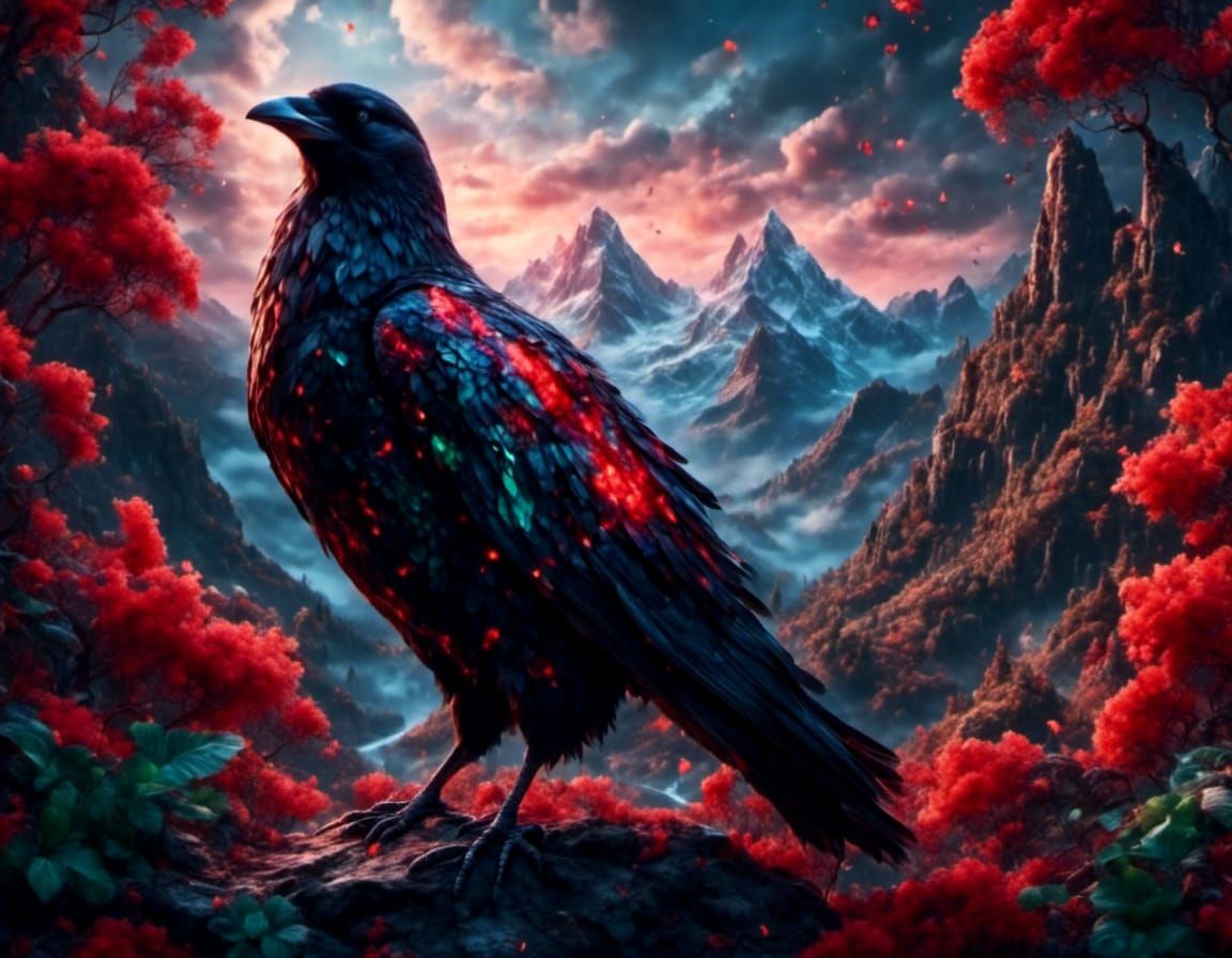 Anthropomorphic Raven Mage with Explosion Magic