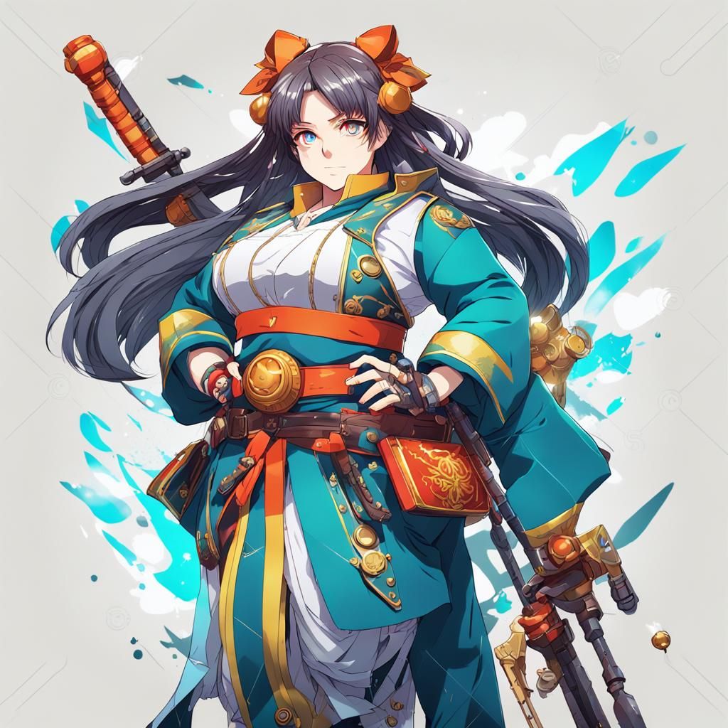 Dynamic Anime Portrait of Confident Woman