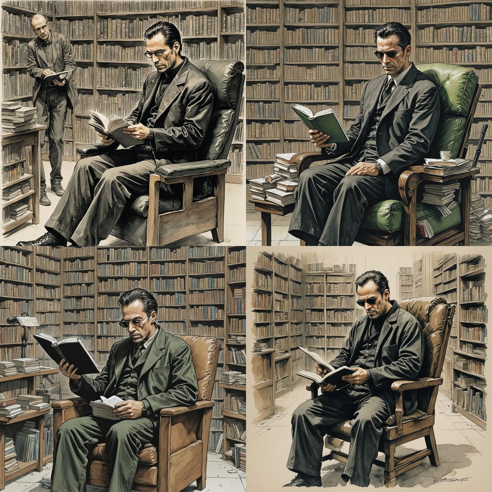 Father Reading, Split-Screen of Film and Literature
