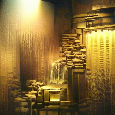 Sepia Bank Vault with Waterfall Feature