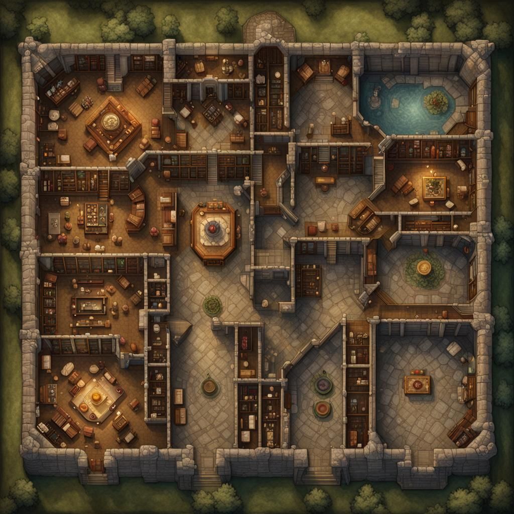Wizard's Library Battlemap for Dungeons and Dragons
