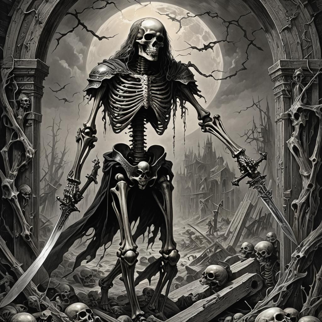The Strength Tarot Card: Skeleton, Sword and Magic