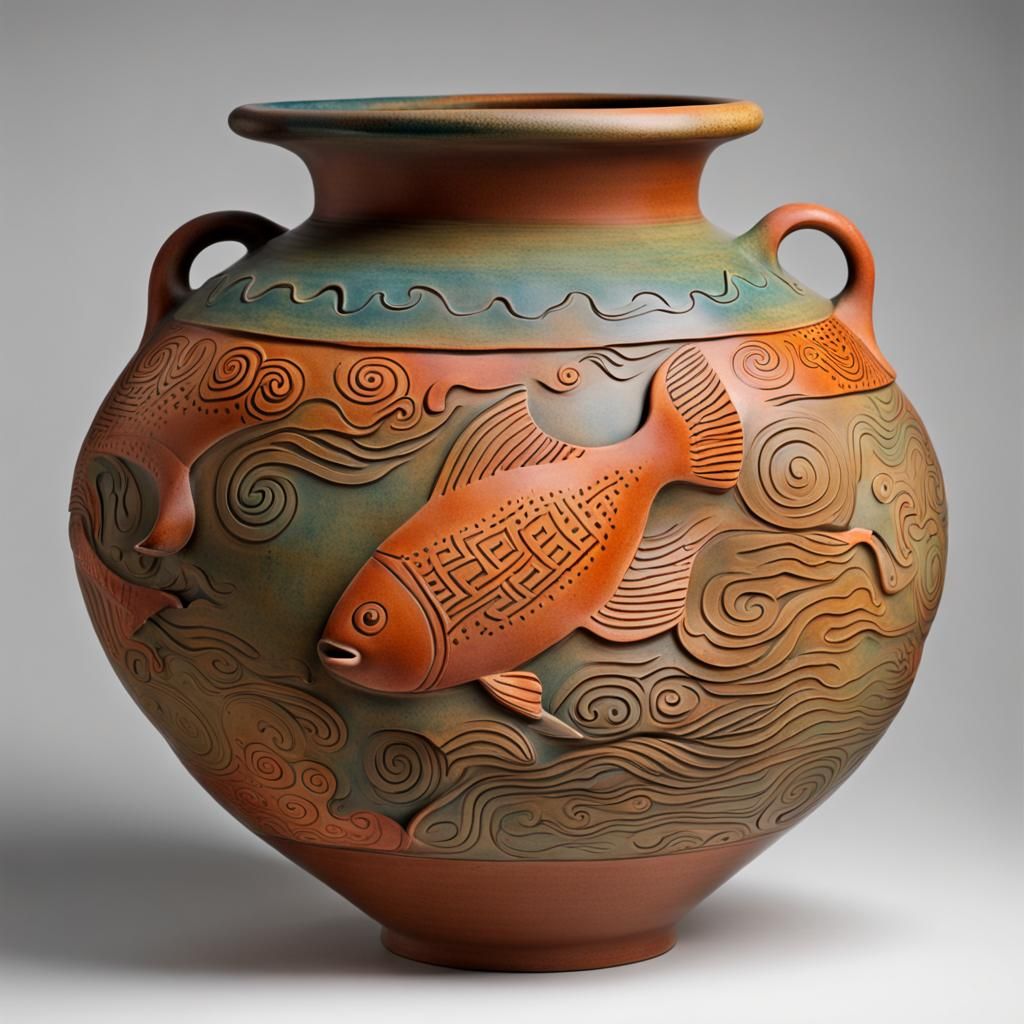 Ancient Fish Pot Typographic Sculpture