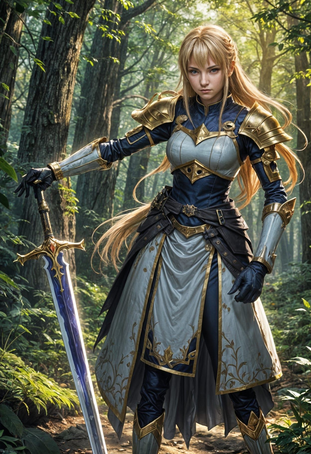 Anime Woman in Dark Fantasy Landscape