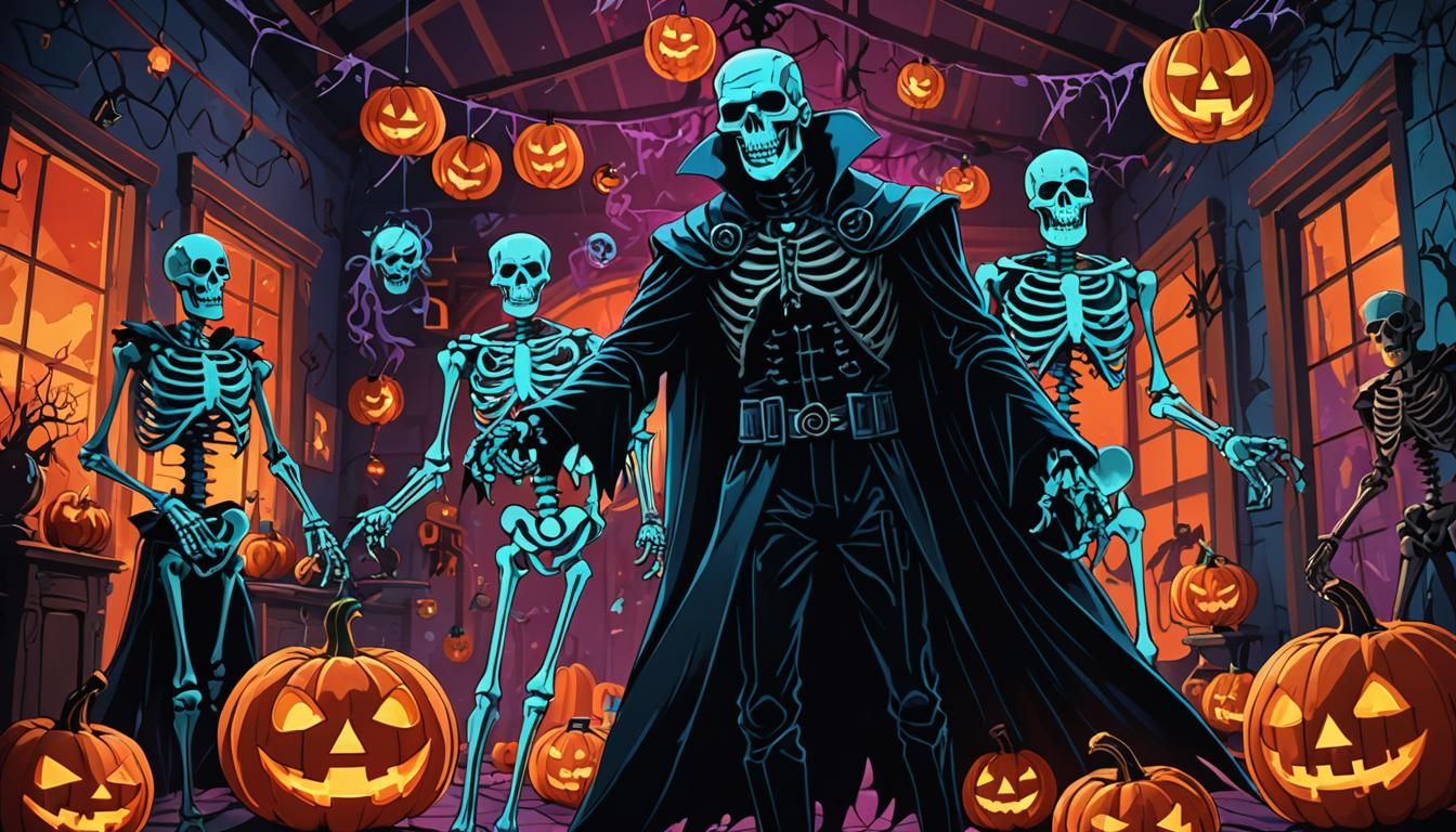 Spooky Halloween Monster Party in Gothic Art Style