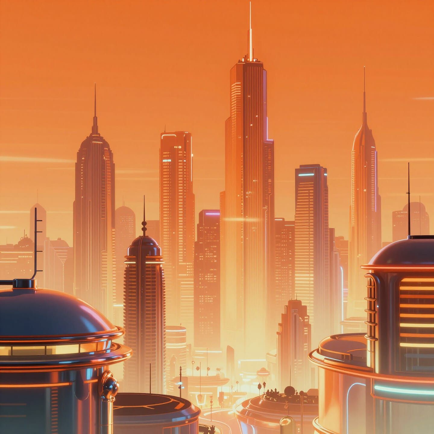 Retro-Futuristic Cityscape in Vaporwave Style