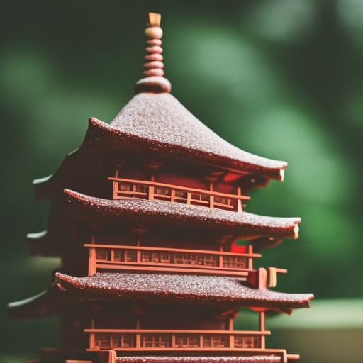 Gingerbread Japanese Pagoda in Professional Photography Styl...