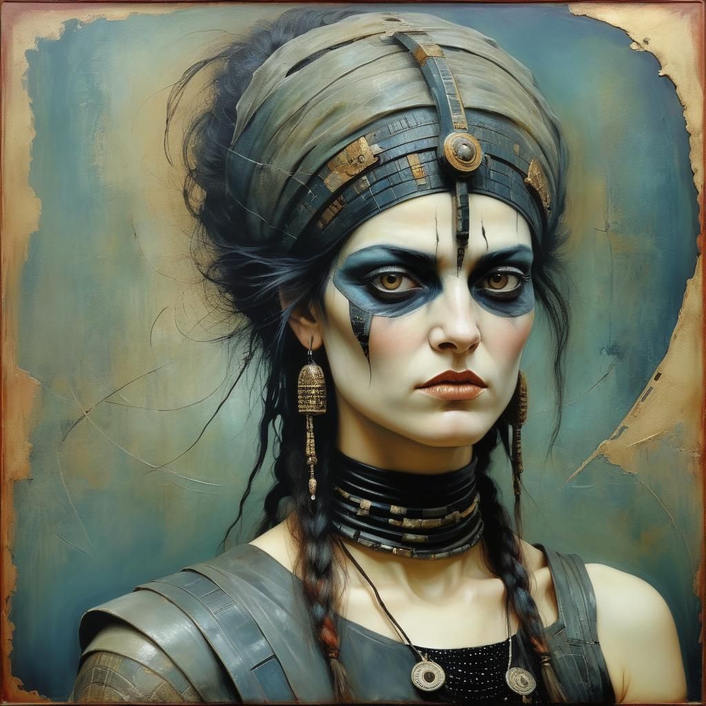 Diabolical Neo-Punk Encaustic Portrait