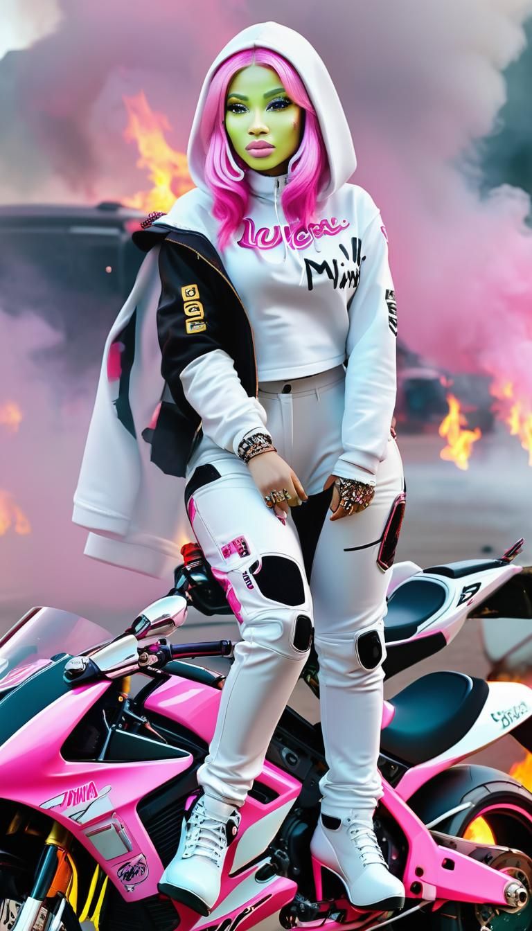 Nicki Minaj as Motorcycle Driver in Dreamy Portrait