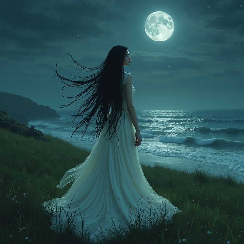 Elegant Vampire Under Moonlight, Digital Art