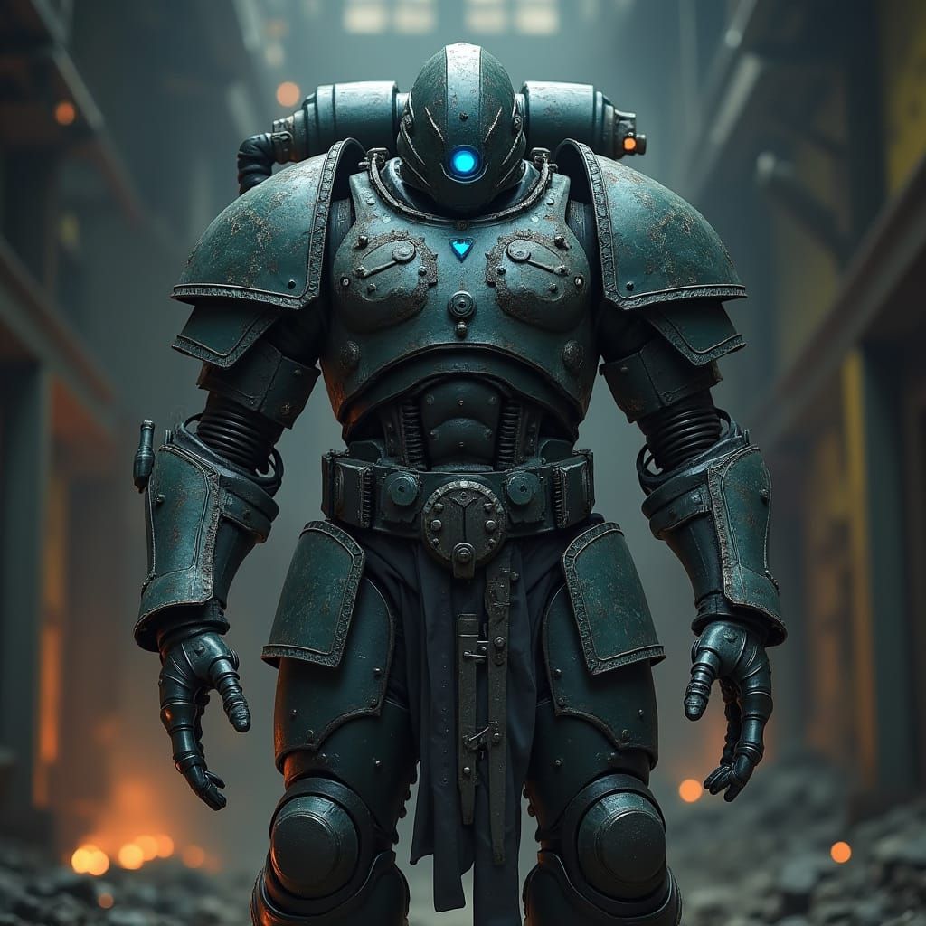 Heavily Armored Warforged Ready for Battle