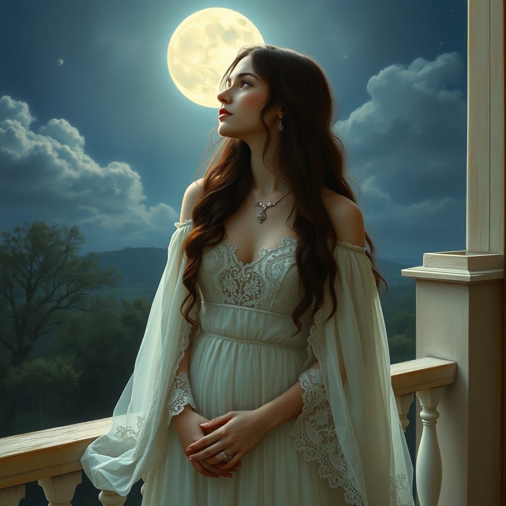 Ethereal Pre-Raphaelite Beauty Contemplates Fate