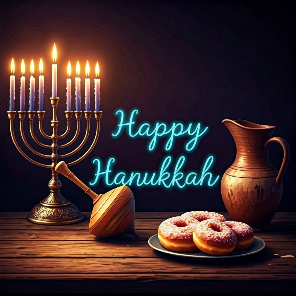 Whimsical Hanukkah Scene in Dreamy, Vibrant Colors