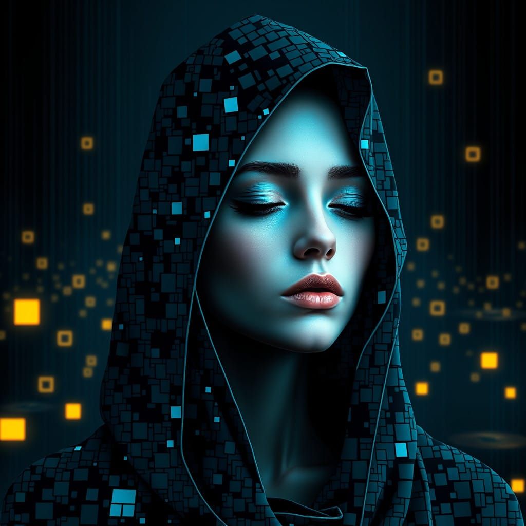 A Digital Siren in Cybernetic Hues