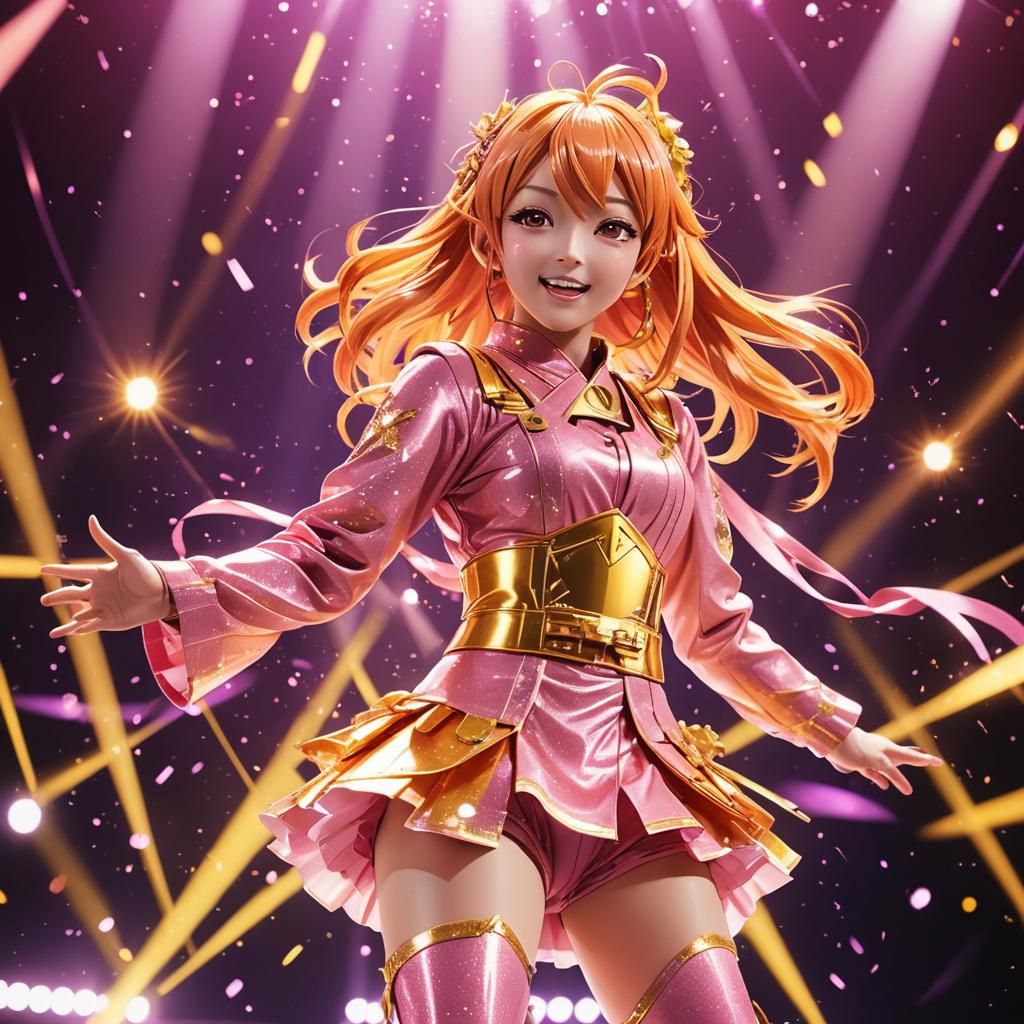 Japanese Idol on Stage in Anime Style