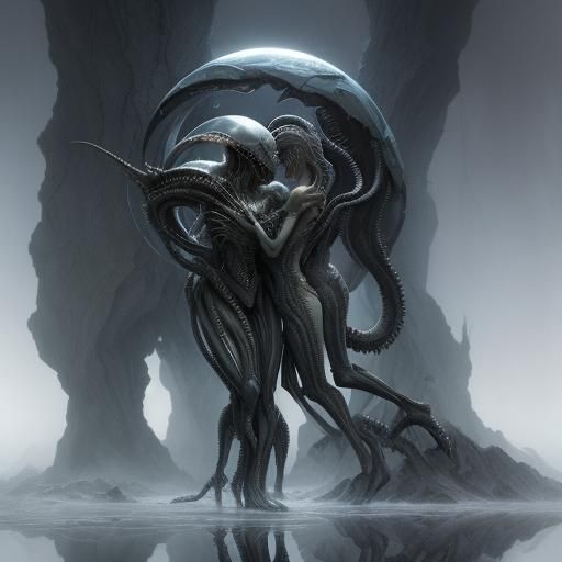 Crystalline Cubist Xenomorph Enters Alien Portal