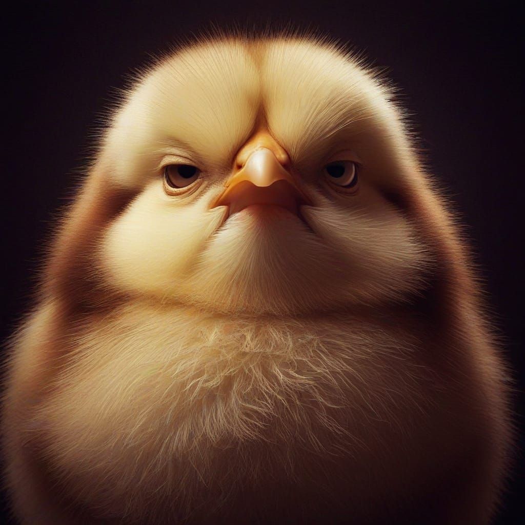Humorous Obese Chick with Contemptuous Expression