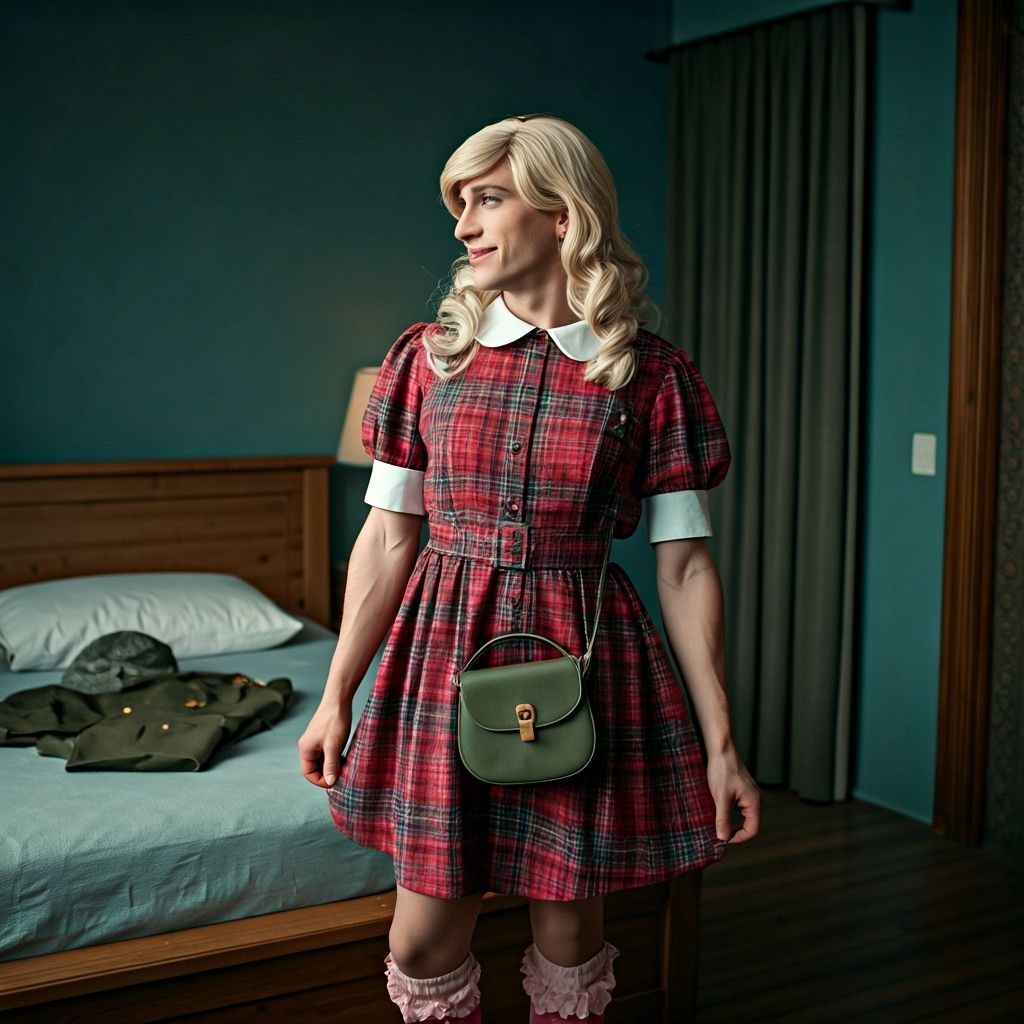 Blonde Teen Smiles in 1950s Girl Outfit