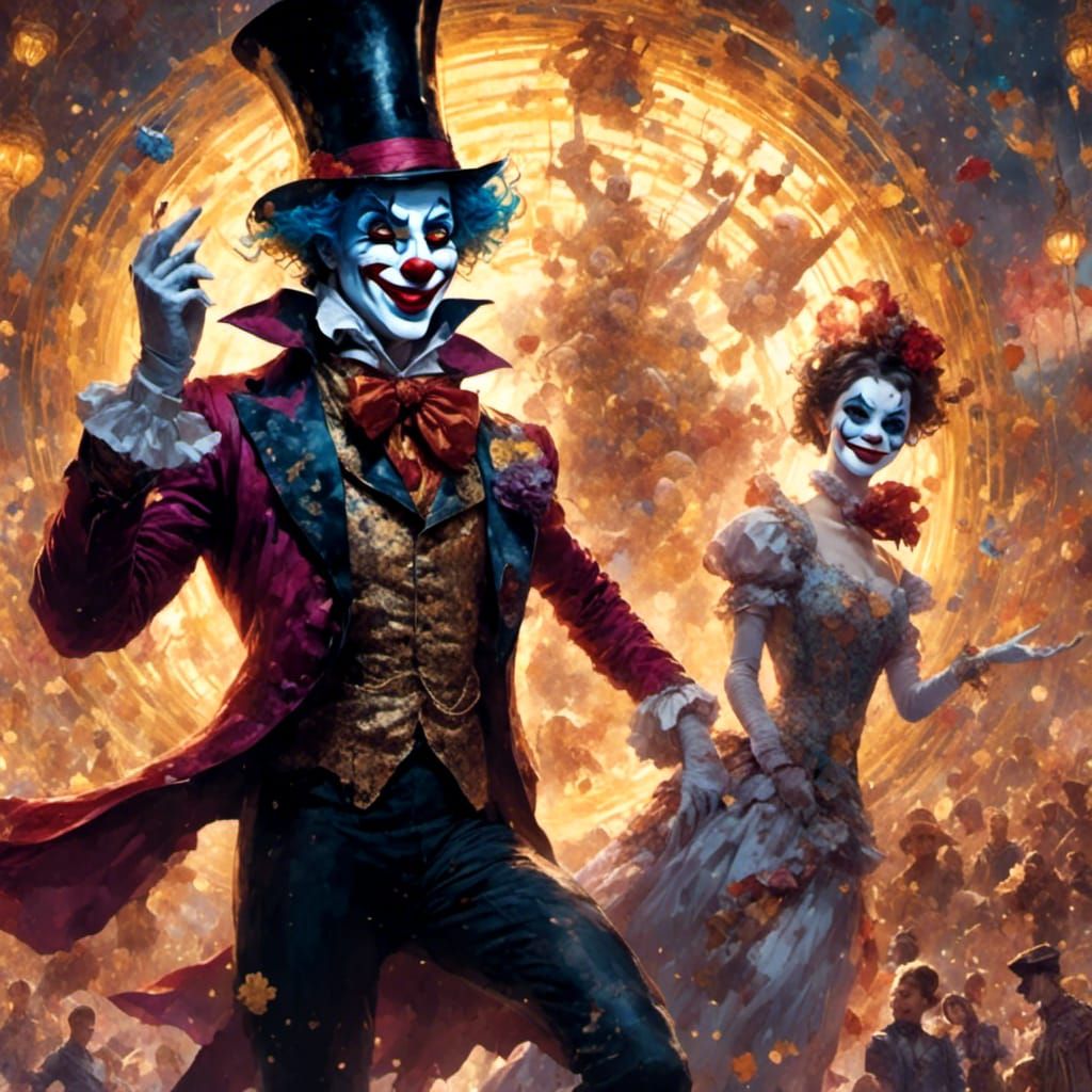 Circus Ringmaster Introduces Clown Act in Comic Style