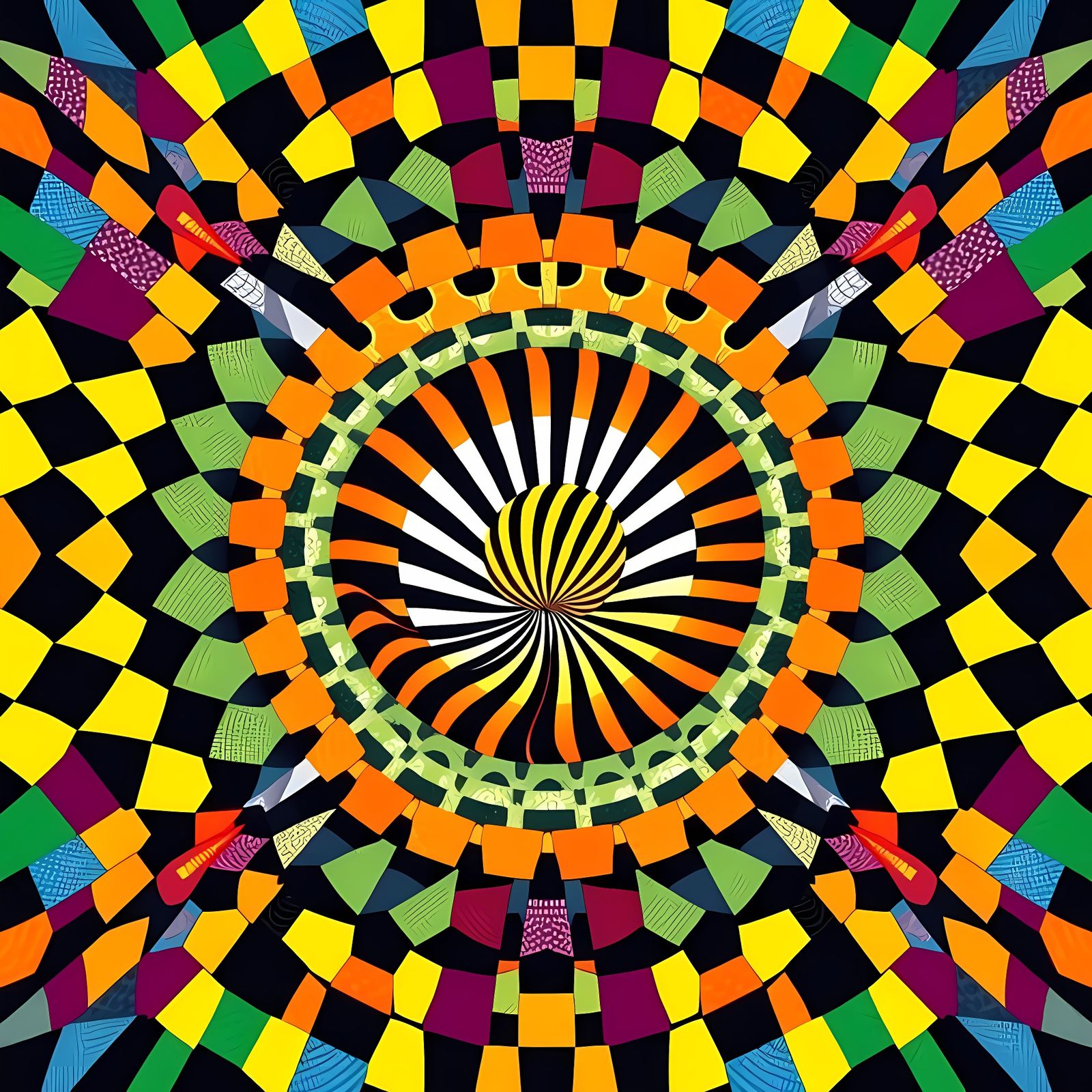 Psychedelic Dream Mosaic Masterpiece in Geometric Aesthetic