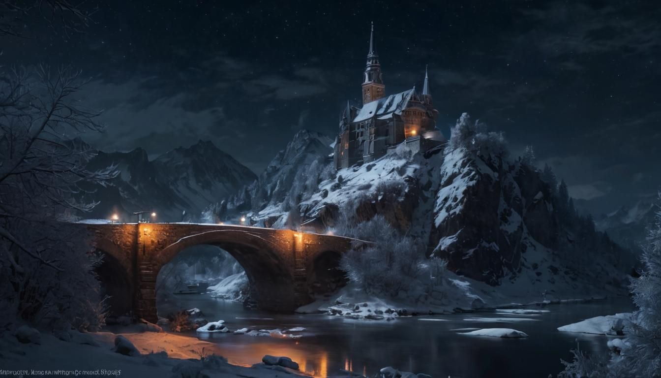 Enchanted Winter Night Landscape