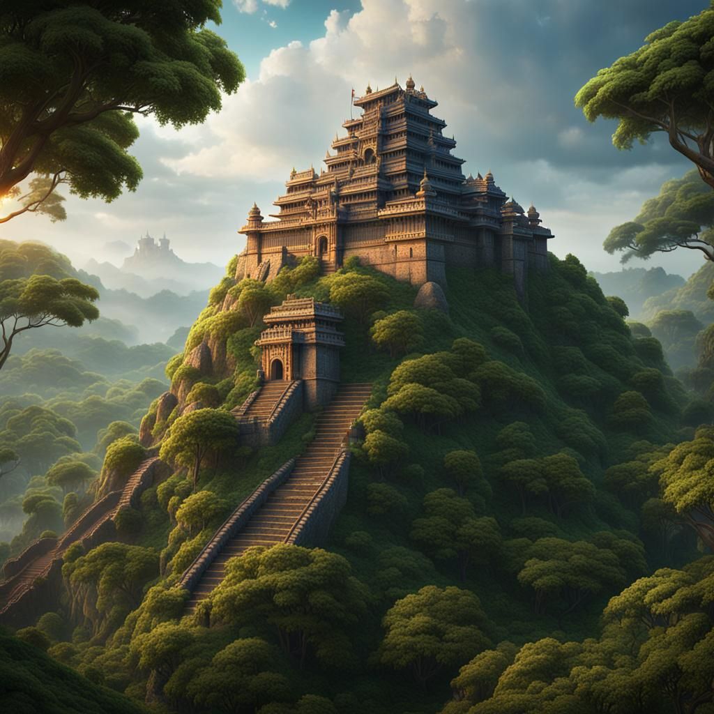 Fort Ramagiri: Detailed Matte Painting of Mountain Fortress
