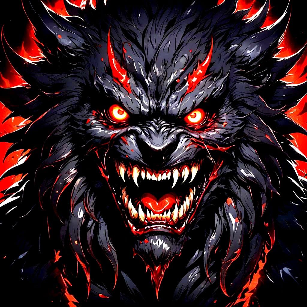 Terrifying Close-Up of a Fearsome Monster with Foamy Drool