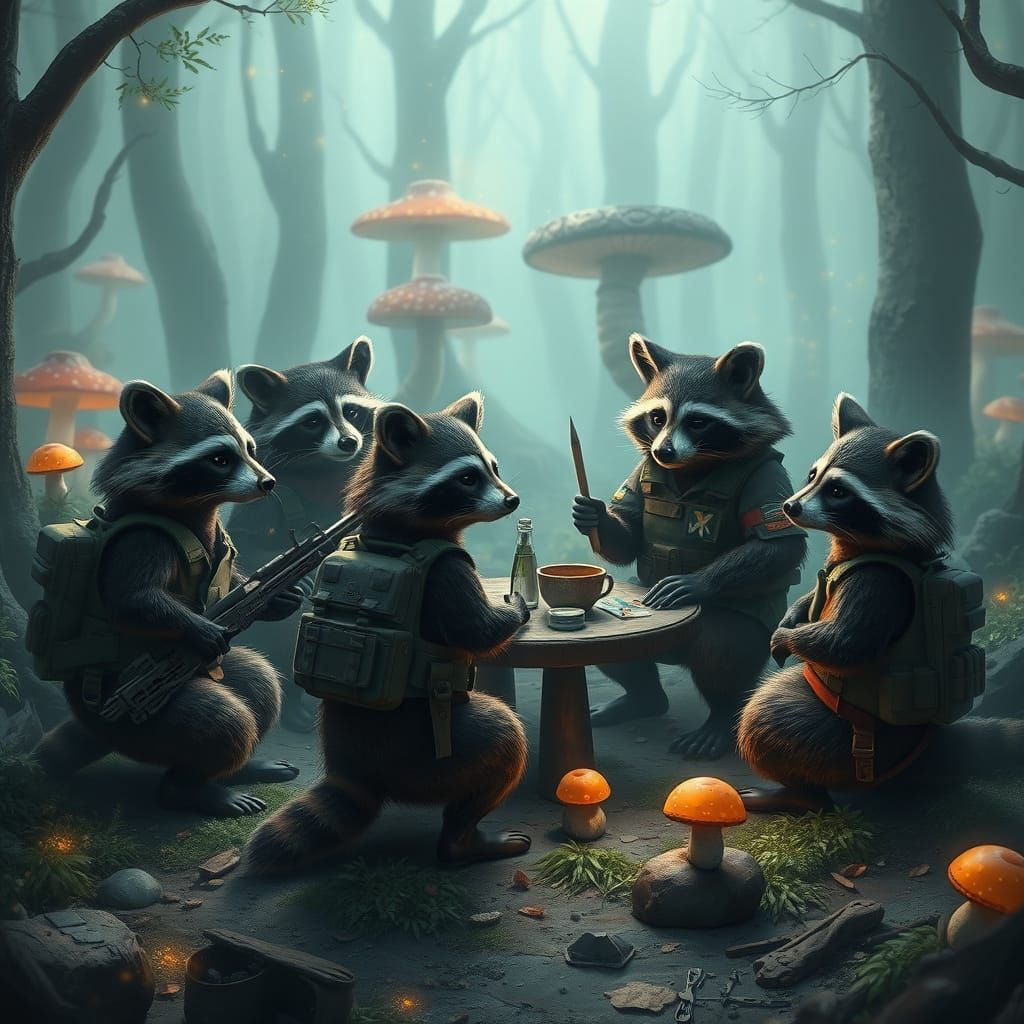 Whimsical Raccoons in Tactical Gear Teach First Aid in Encha...