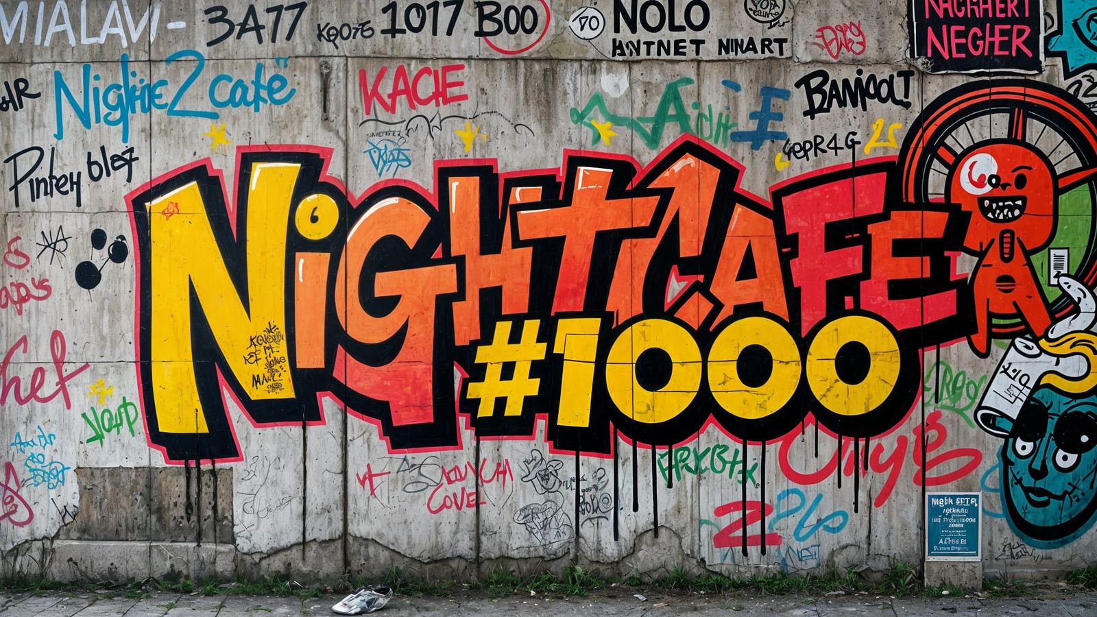 Street Art Graffiti on Concrete Wall