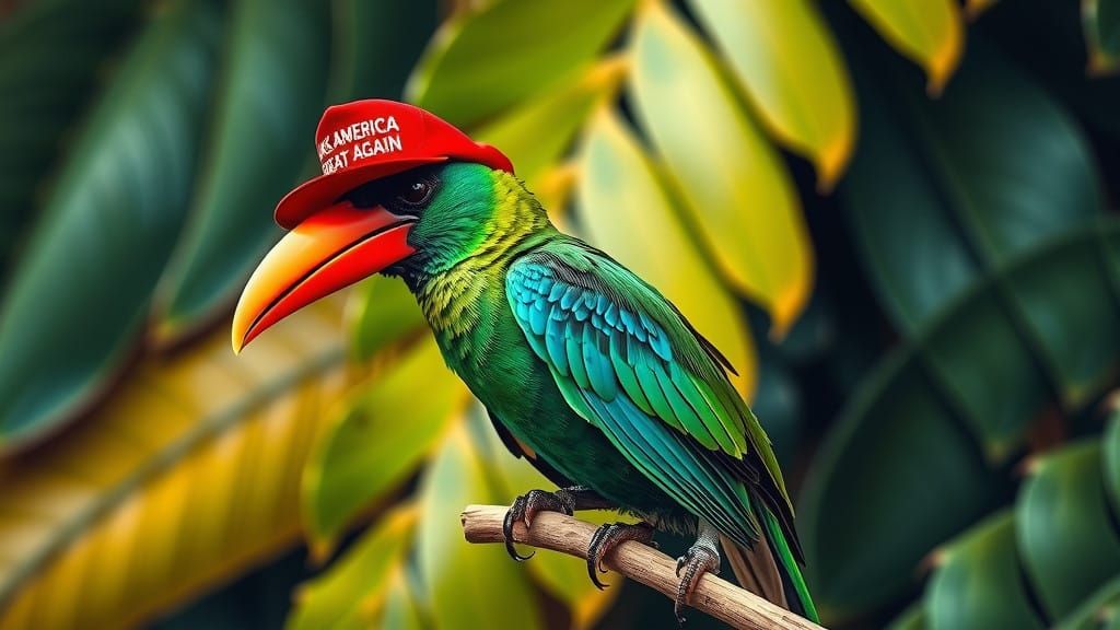 Majestic Tropical Dodo Bird in Whimsical Folk Art Style