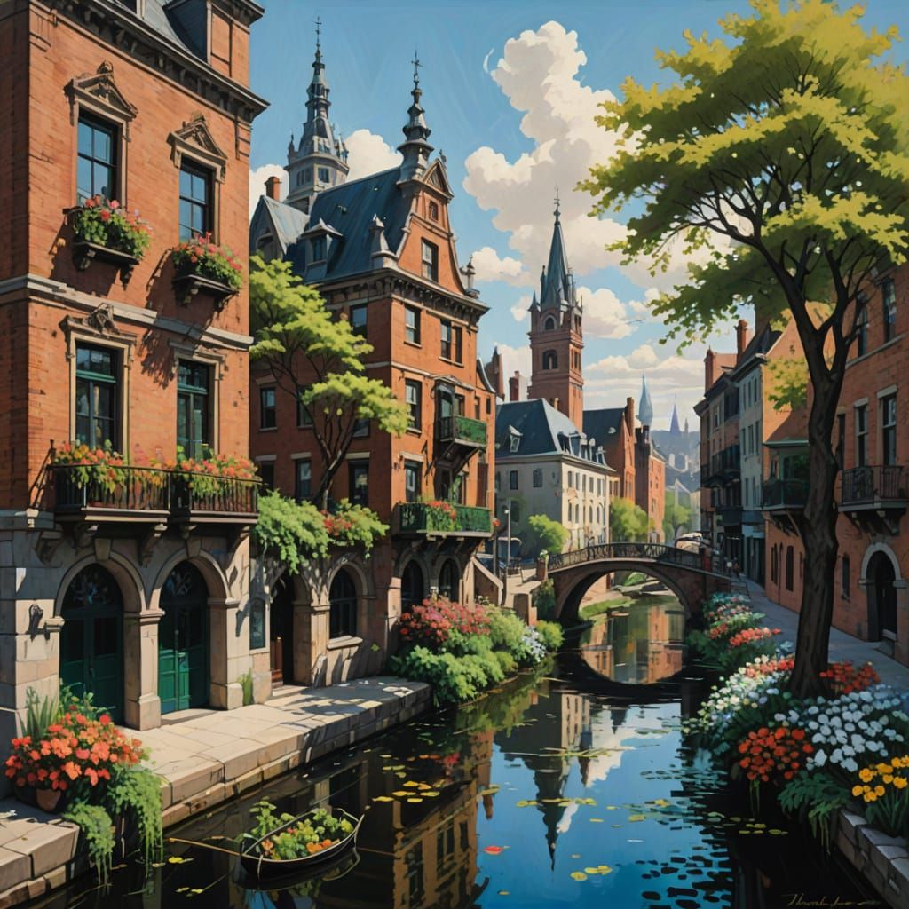 Majestic European Fantasy Cityscape on a Floating Cloud Isla...