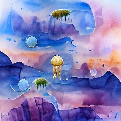 Surreal Bioluminescent Jellyfish Planet