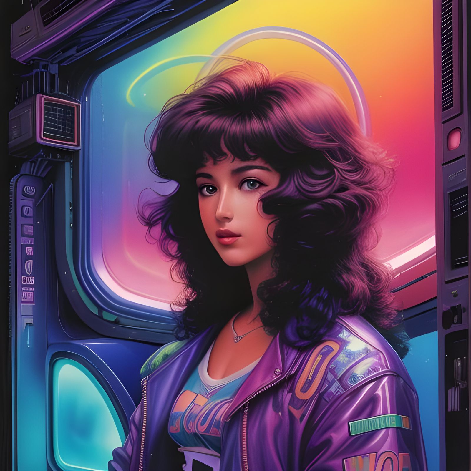 Vaporwave Scene with Neon Glitch Effects