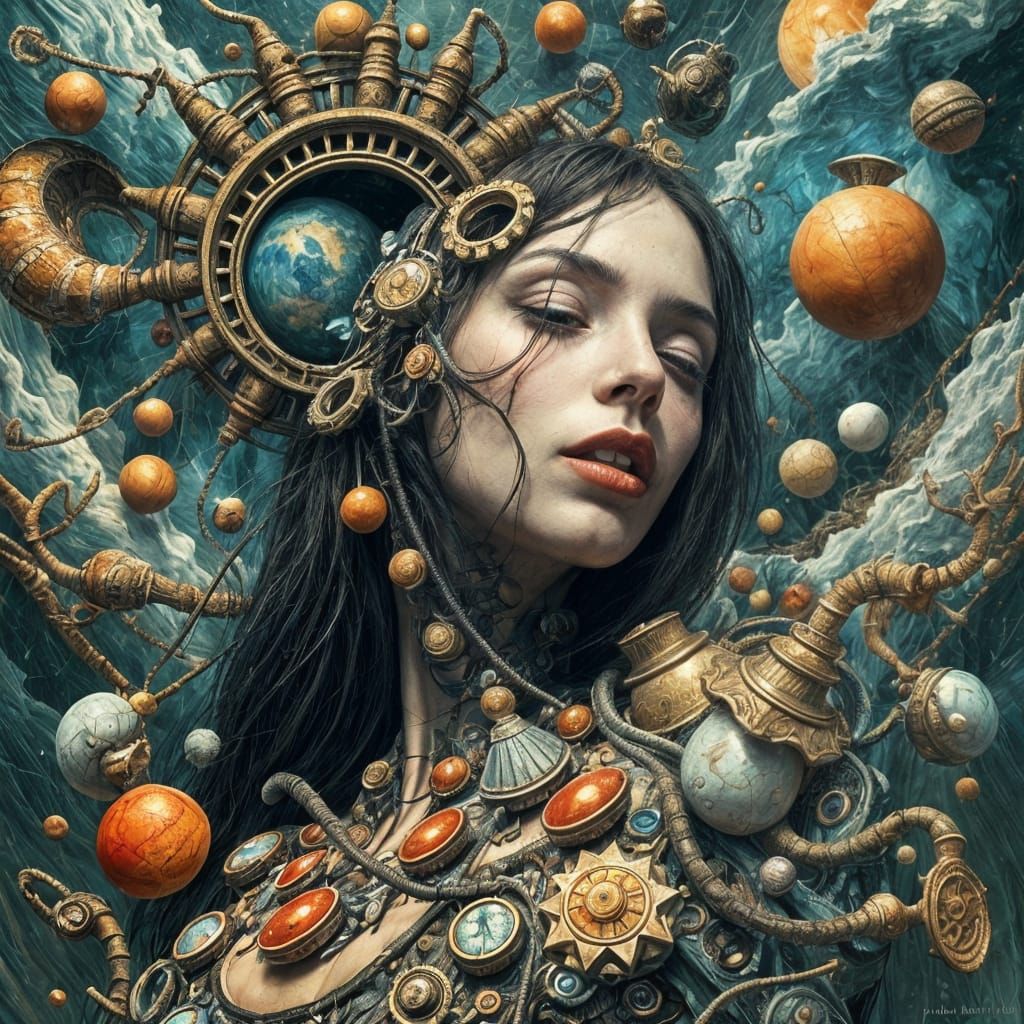 Surreal Portrait of Fractured Identity in Hyperrealistic Sty...