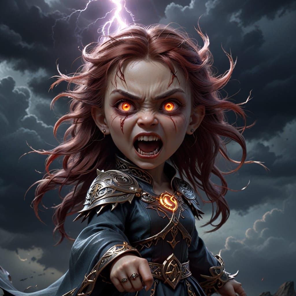 Celtic Vampire Ghost Woman Screaming in Rage