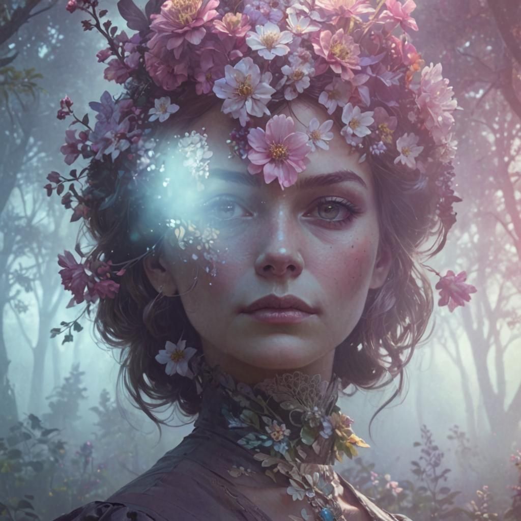 Ethereal Victorian Woman in Enchanted Forest
