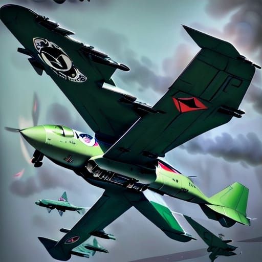 Delta-Winged Fighter Jet with Wolf Emblem