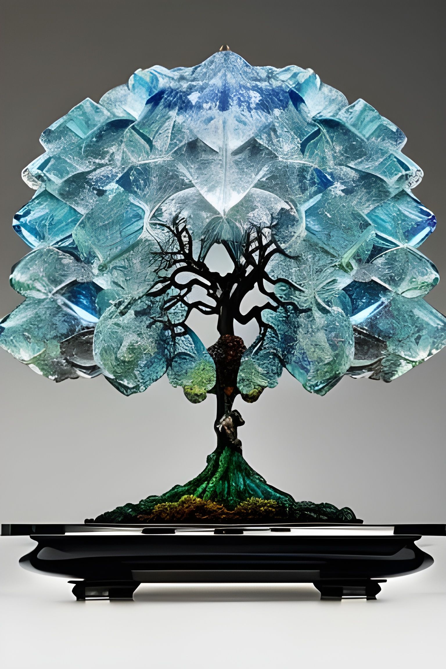 Crystal Bonsai Tree by Silver Obsidian Bridge