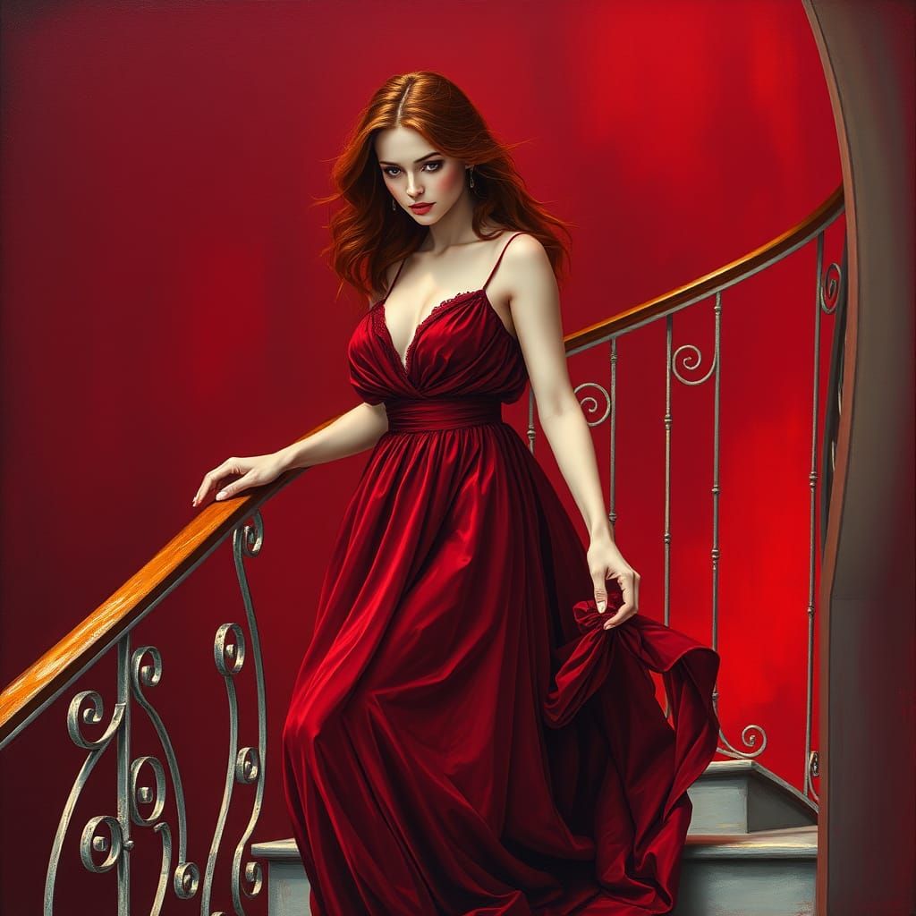 Ethereal Redhead Descends in Velvet Gown