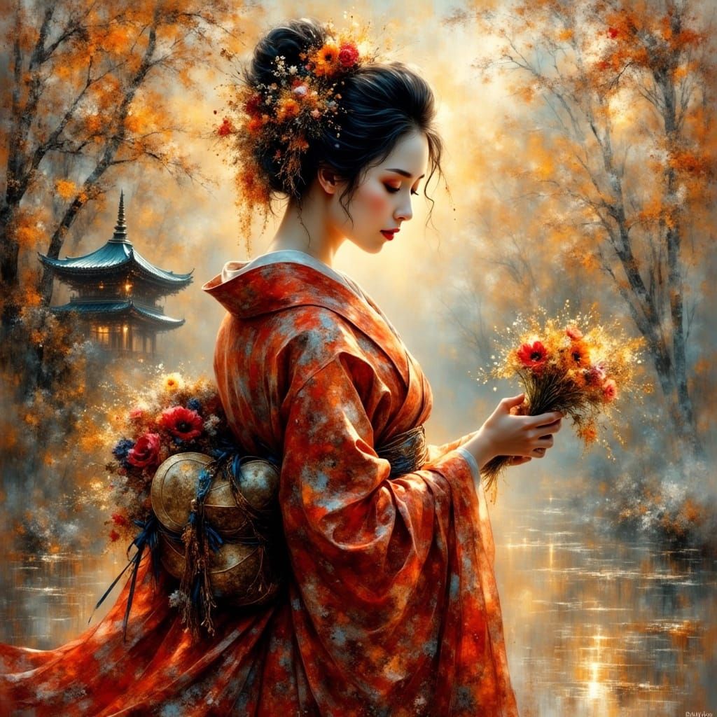 Sensual Geisha in Dark Fantasy Aesthetic