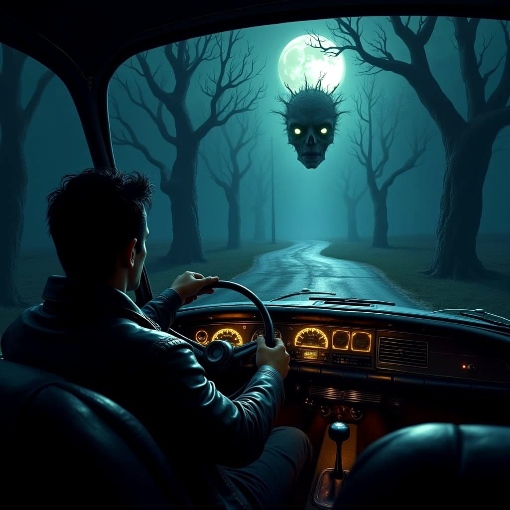 Moonlit Terror on a Country Road