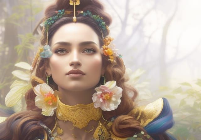 Sami Goddess Rana Niejta Portrait in Comic Art Style