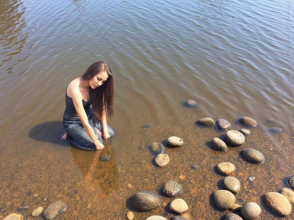 Storm-Soaked Siren in Textured Mixed-Media Sculpture