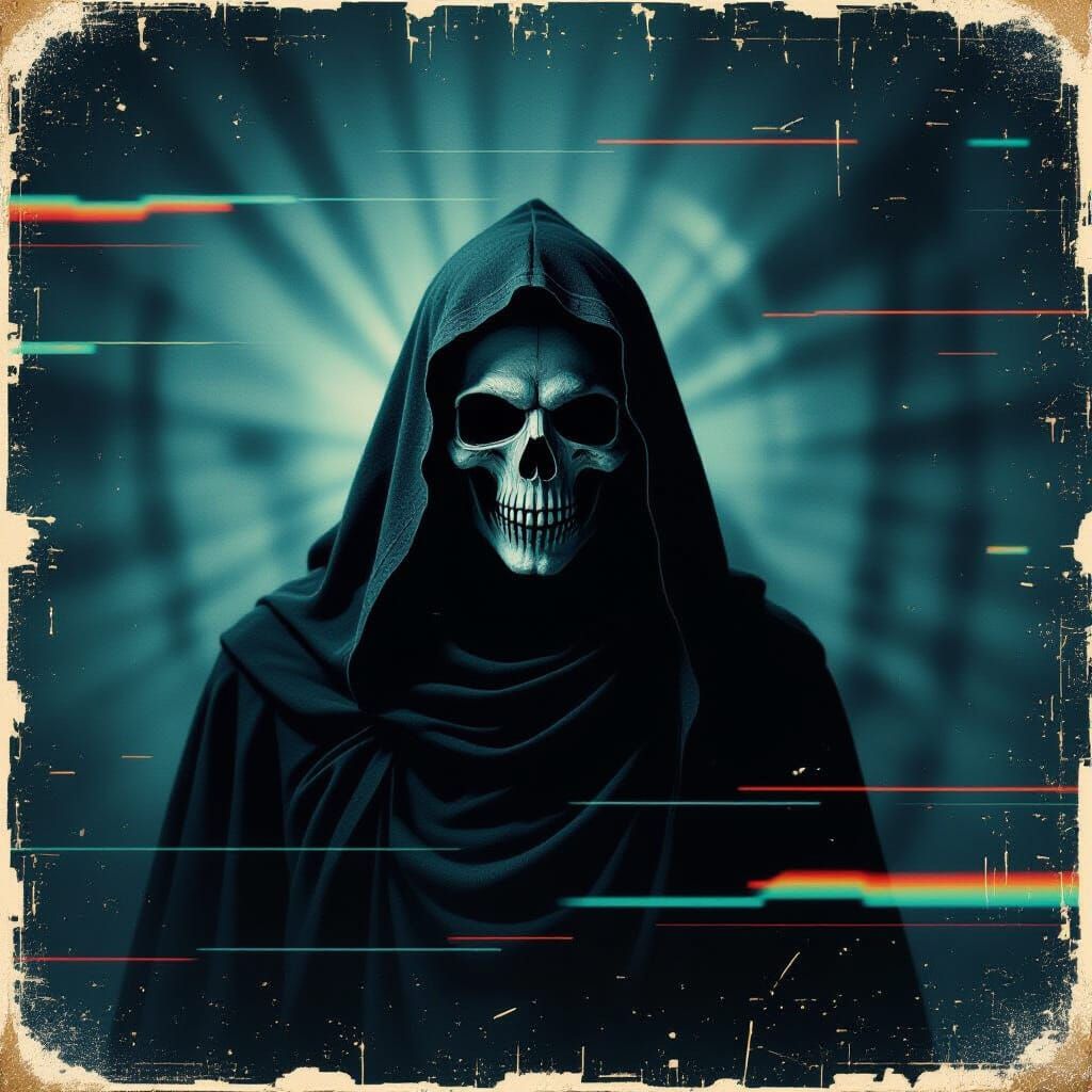 Grim Reaper VHS Glitch Art