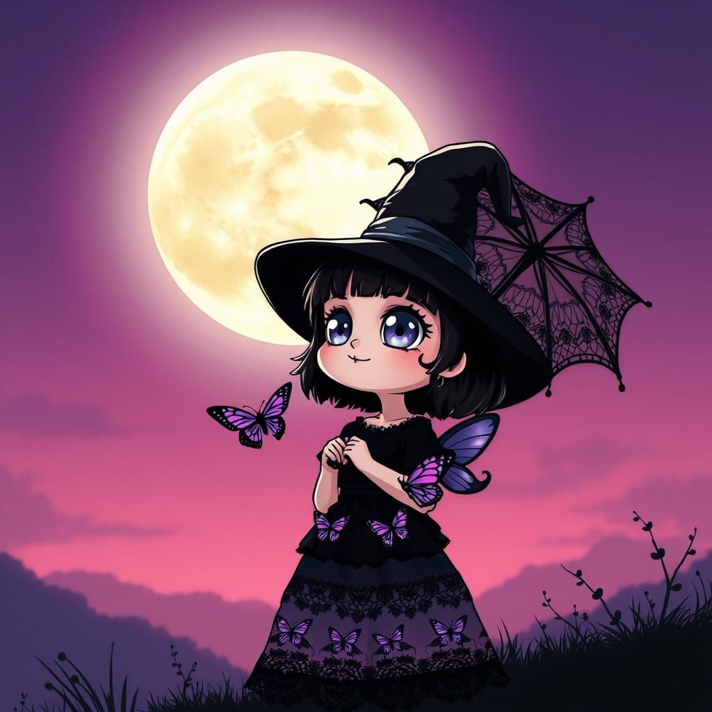 Chibi Witch in Lunar Whimsy
