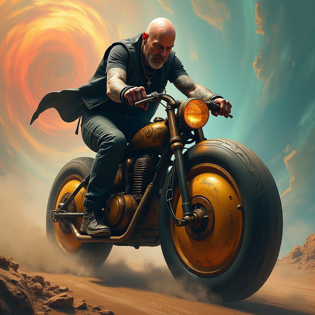 Steampunk Metalhead Rides Gear-Laden Bicycle