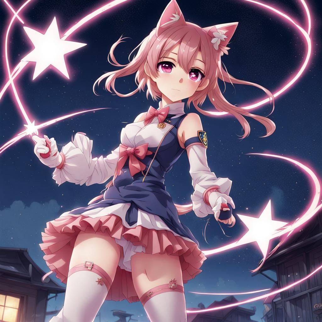 Pinkiepie Catches a Shooting Star in Anime Style