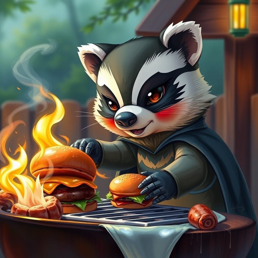 Chibi Batman Badger Serves Up Glowing Burgers in Enchanting...